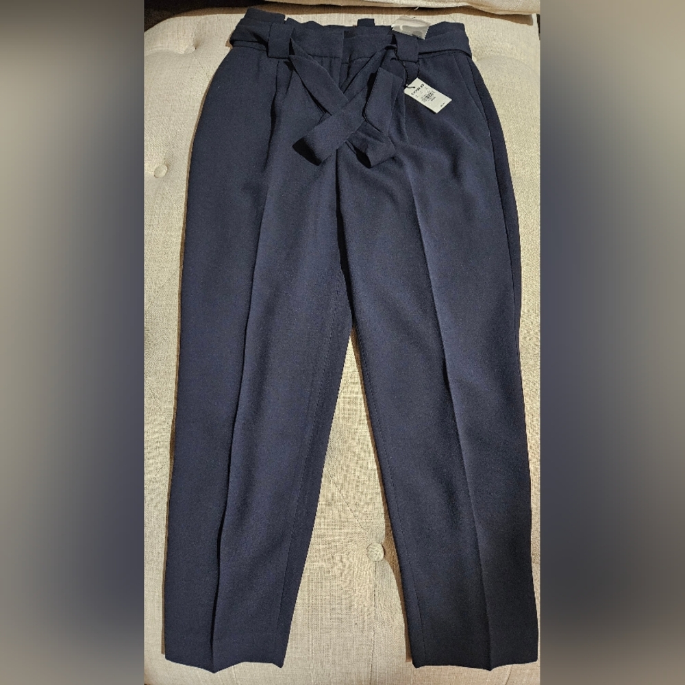 Express Navy Blue Tie Waist Dress Pants